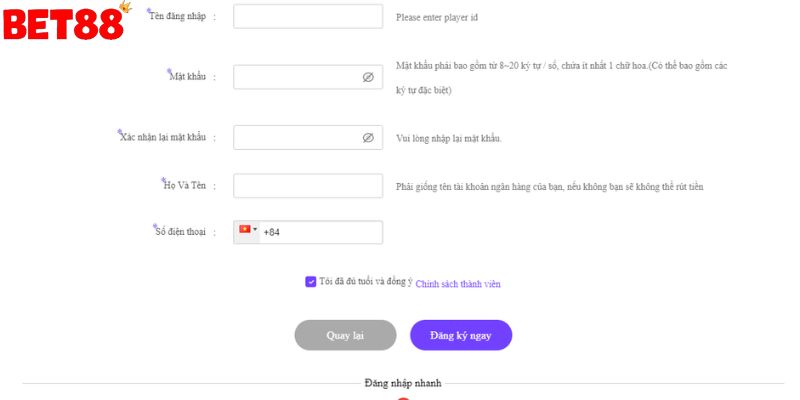 Hướng dẫn đăng ký bet88 chuẩn chỉnh cho các tân thủ